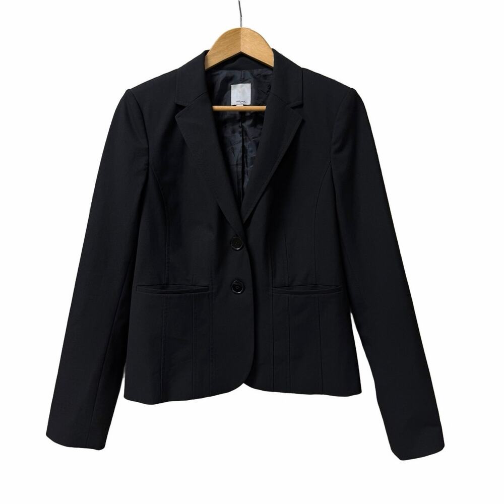 Nordstrom Halogen Black Tailored Two-Button Blazer Jacket Size 10 Office Basic